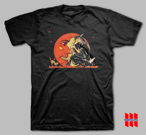 Great Vintage Witch and Moon Halloween T-shirt