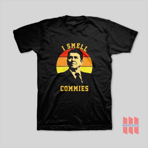 Ronald Reagan President I Smell Commies Political Humor T-Shirt