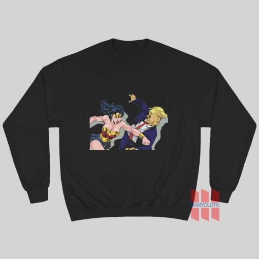 Wonder Woman Punching Donald Trump Face Sweatshirt