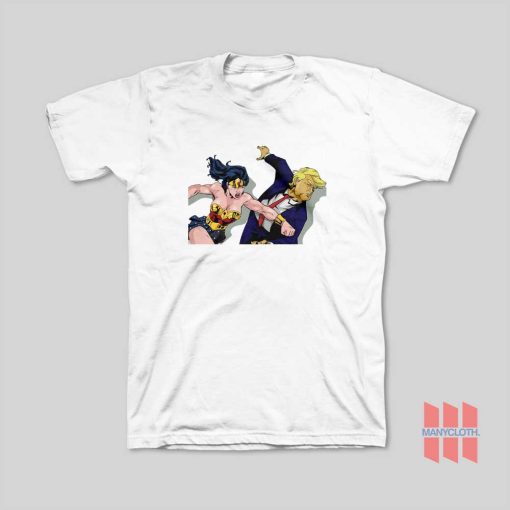 Wonder Woman Punching Donald Trump Face T-Shirt