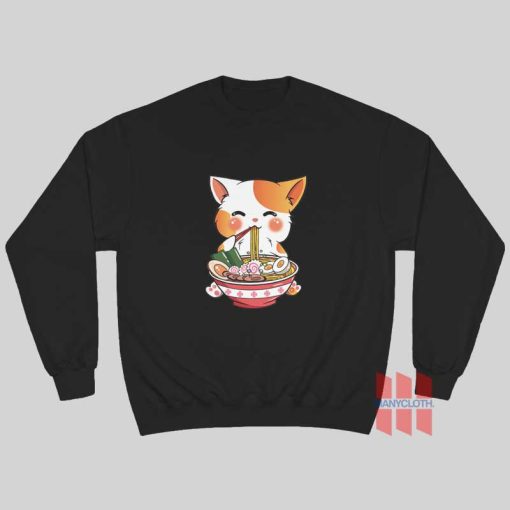 Cute Cat Eating Ramen Sweatshirt