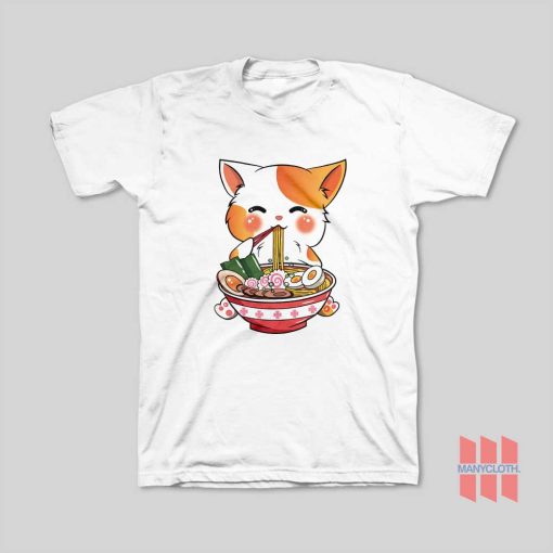 Cute Cat Eating Ramen T-Shirt