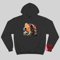 Japanese Retro Samurai Cat The Great Wave Hoodie