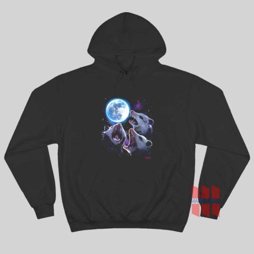 Three Possums Howling at Moon Hoodie